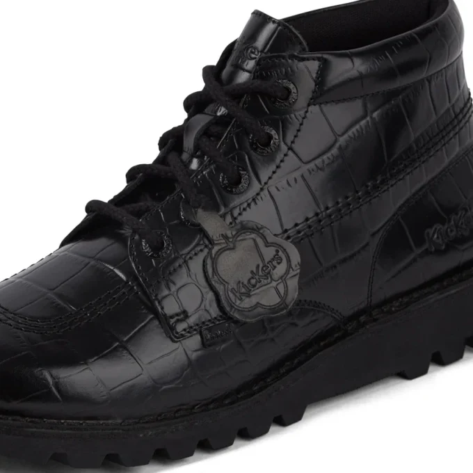 Kickers Kick Hi Croc Lederstiefel für Erwachsene, Unisex, Schwarz Kickers Kick Hi Croc Lederstiefel für Erwachsene, Unisex, Schwarz