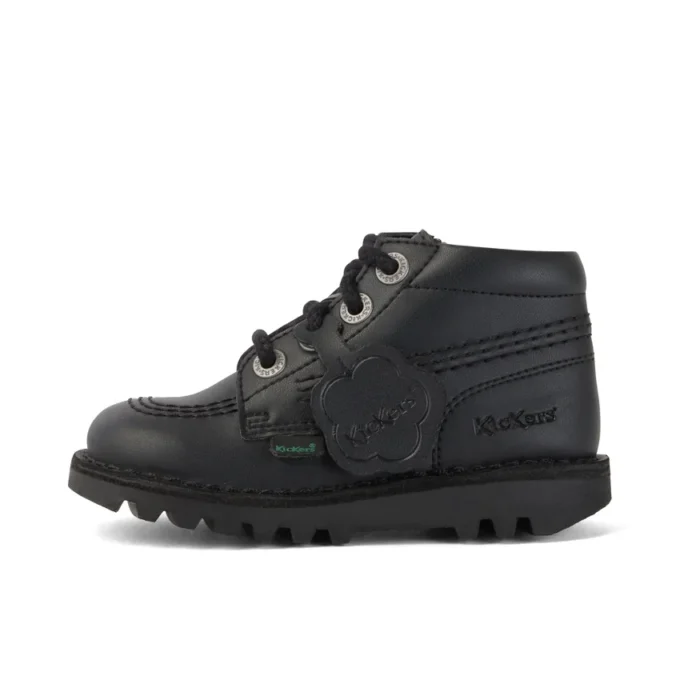 Kickers Kick Hi Zip Leder Alternative Schwarz für Kleinkinder (Unisex)