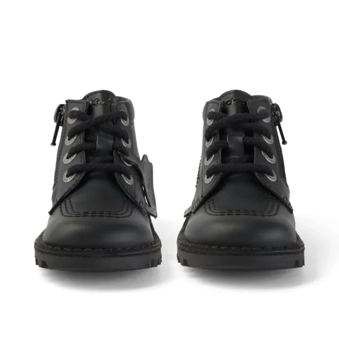 Kickers Kick Hi Zip Leder Alternative Schwarz für Kleinkinder (Unisex)
