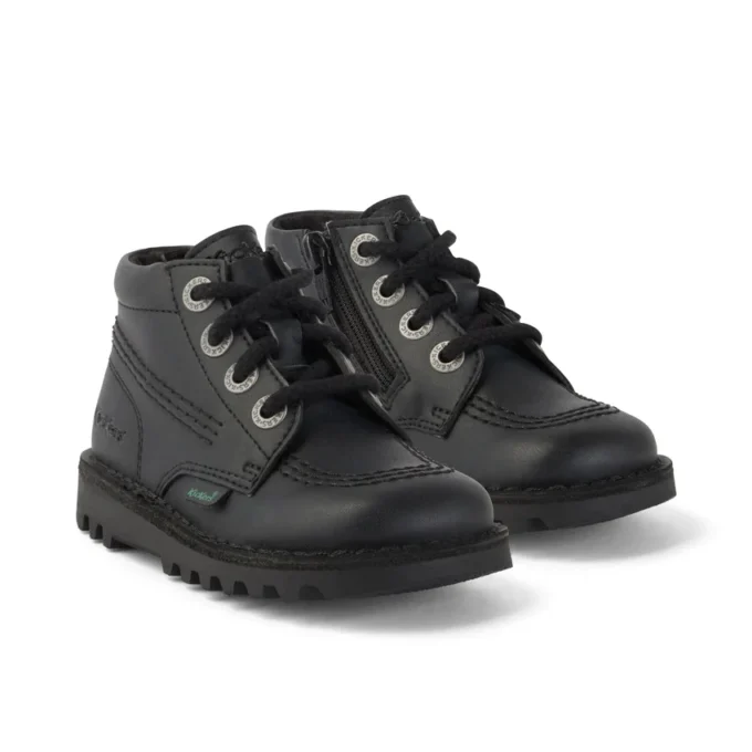 Kickers Kick Hi Zip Leder Alternative Schwarz für Kleinkinder (Unisex)