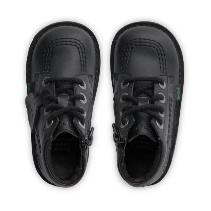 Kickers Kick Hi Zip Leder Alternative Schwarz für Kleinkinder (Unisex)