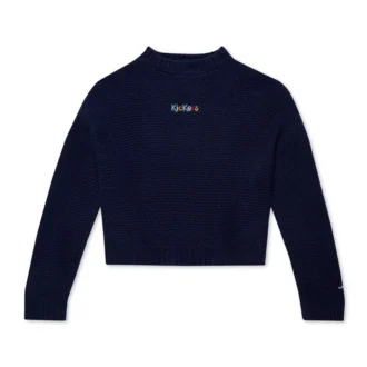 Kickers-Strickpullover für Damen mit U-Boot-Ausschnitt und weiten Ärmeln, marineblau