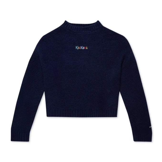 Kickers-Strickpullover für Damen mit U-Boot-Ausschnitt und weiten Ärmeln, marineblau Kickers-Strickpullover für Damen mit U-Boot-Ausschnitt und weiten Ärmeln, marineblau