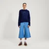 Kickers-Strickpullover für Damen mit U-Boot-Ausschnitt und weiten Ärmeln, marineblau Kickers-Strickpullover für Damen mit U-Boot-Ausschnitt und weiten Ärmeln, marineblau