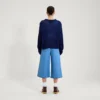 Kickers-Strickpullover für Damen mit U-Boot-Ausschnitt und weiten Ärmeln, marineblau Kickers-Strickpullover für Damen mit U-Boot-Ausschnitt und weiten Ärmeln, marineblau
