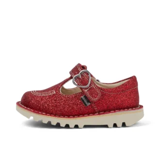Kickers Unisex Kick T-Bar Glitzer-Schuhe für Kleinkinder, rot