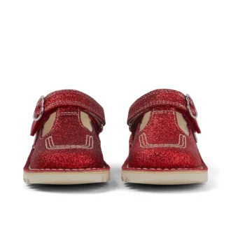 Kickers Unisex Kick T-Bar Glitzer-Schuhe für Kleinkinder, rot