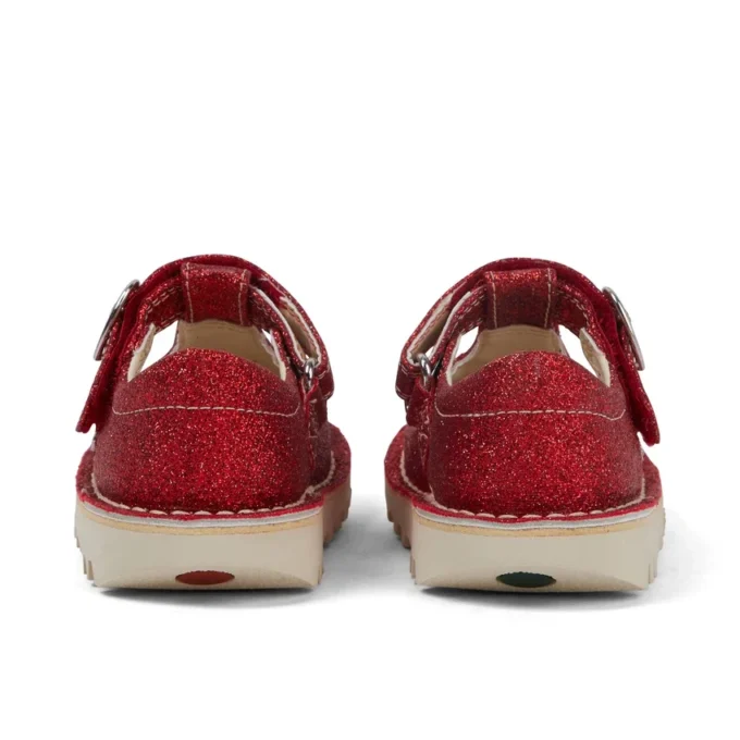 Kickers Unisex Kick T-Bar Glitzer-Schuhe für Kleinkinder, rot