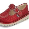 Kickers Unisex Kick T-Bar Glitzer-Schuhe für Kleinkinder, rot