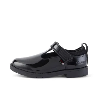 Kleinkind-Mädchen Lachly T-Bar Lackleder Schwarz