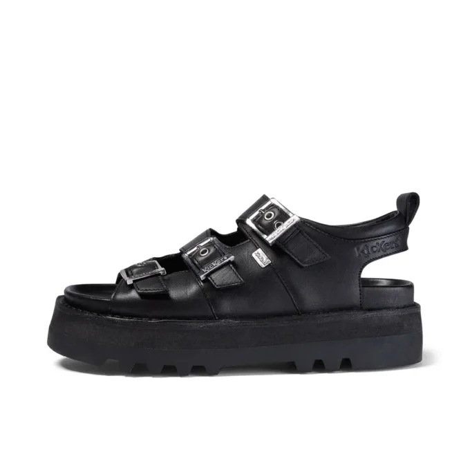 Knox Lo Buckle Ledersandale für Damen, schwarz Knox Lo Buckle Ledersandale für Damen, schwarz
