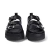 Knox Lo Buckle Ledersandale für Damen, schwarz Knox Lo Buckle Ledersandale für Damen, schwarz