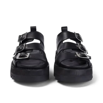 Knox Lo Buckle Ledersandale für Damen, schwarz