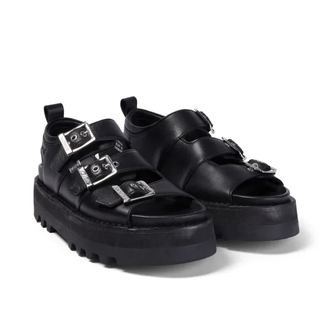 Knox Lo Buckle Ledersandale für Damen, schwarz Knox Lo Buckle Ledersandale für Damen, schwarz