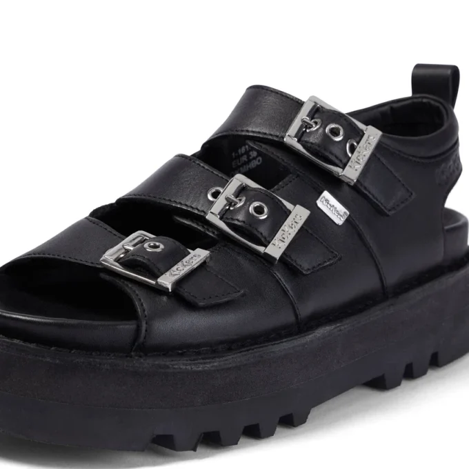 Knox Lo Buckle Ledersandale für Damen, schwarz Knox Lo Buckle Ledersandale für Damen, schwarz
