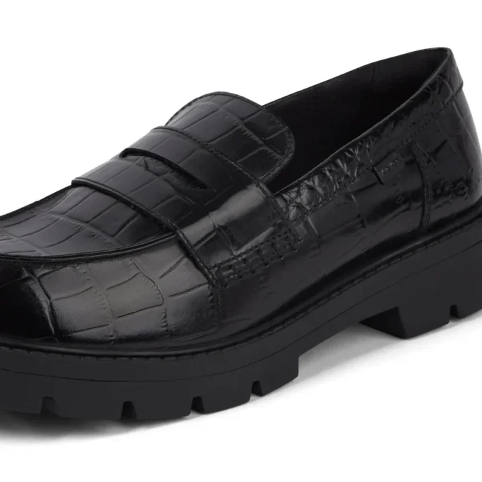 Kori Loafer Croc Leder Schwarz für Damen