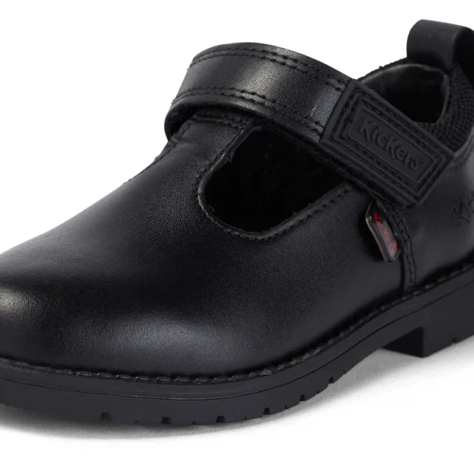 Lachly T-Bar Leder Schwarz für kleine Mädchen Lachly T-Bar Leder Schwarz für kleine Mädchen