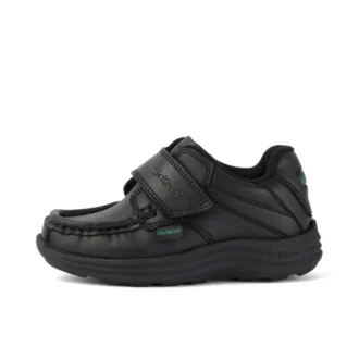 Reasan Strap Unisex-Kinderschuh aus Lederalternative, schwarz