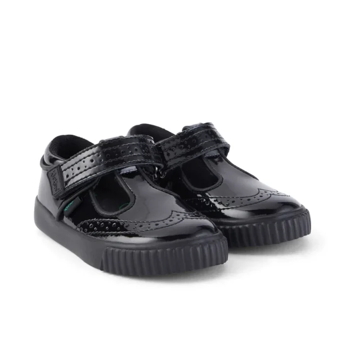 Tovni Brogue T-Bar für Mädchen im Kleinkindalter, Lackleder, schwarz Tovni Brogue T-Bar für Mädchen im Kleinkindalter, Lackleder, schwarz