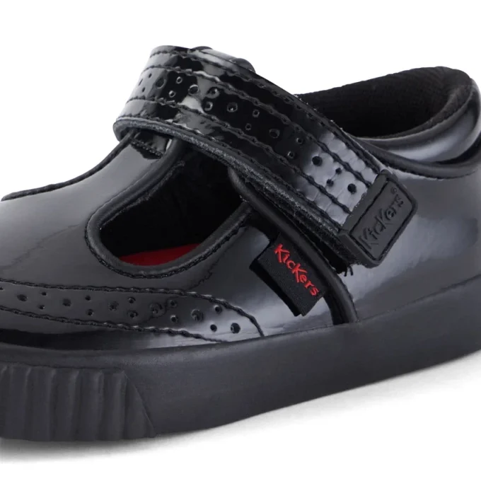 Tovni Brogue T-Bar für Mädchen im Kleinkindalter, Lackleder, schwarz Tovni Brogue T-Bar für Mädchen im Kleinkindalter, Lackleder, schwarz