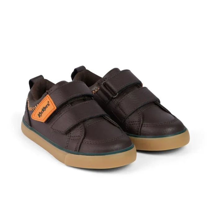 Tovni Twin ZigZag Sneaker für Jungen im Kleinkindalter, Leder, braun