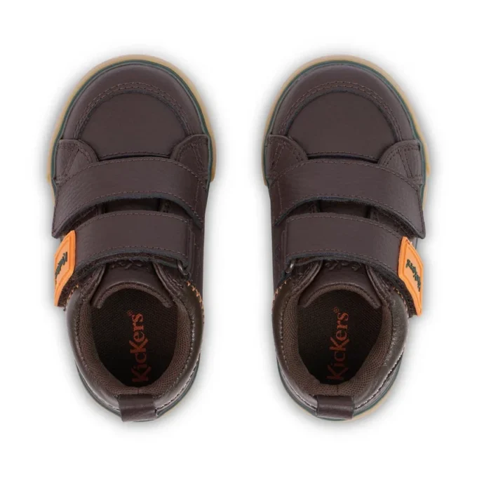 Tovni Twin ZigZag Sneaker für Jungen im Kleinkindalter, Leder, braun