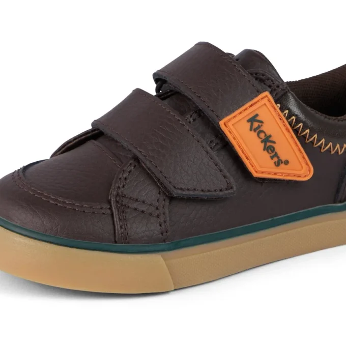 Tovni Twin ZigZag Sneaker für Jungen im Kleinkindalter, Leder, braun