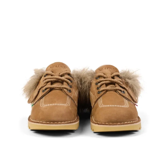 Unisex-Kick Mule-Pantolette für Erwachsene mit Fellbesatz, Mains, hellbraun Unisex-Kick Mule-Pantolette für Erwachsene mit Fellbesatz, Mains, hellbraun