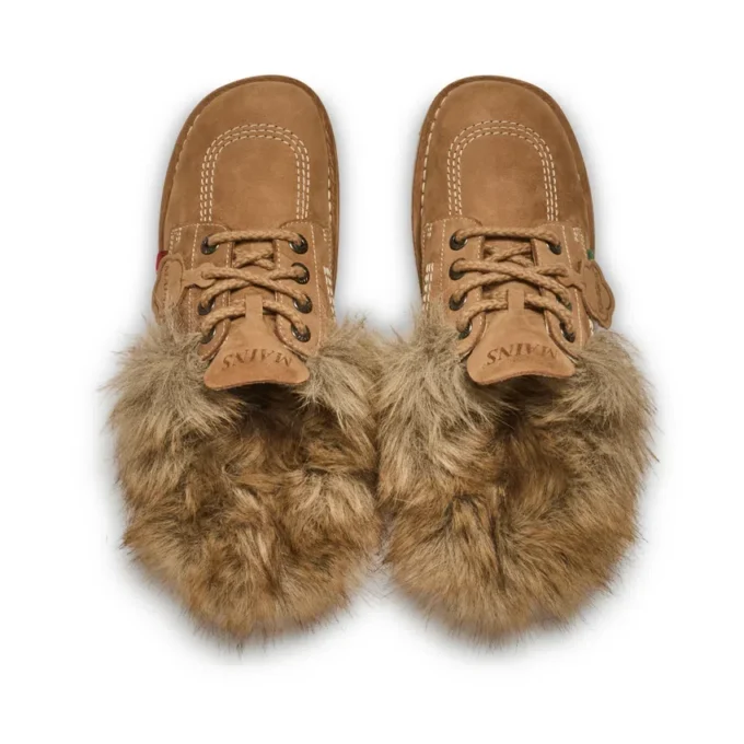 Unisex-Kick Mule-Pantolette für Erwachsene mit Fellbesatz, Mains, hellbraun Unisex-Kick Mule-Pantolette für Erwachsene mit Fellbesatz, Mains, hellbraun
