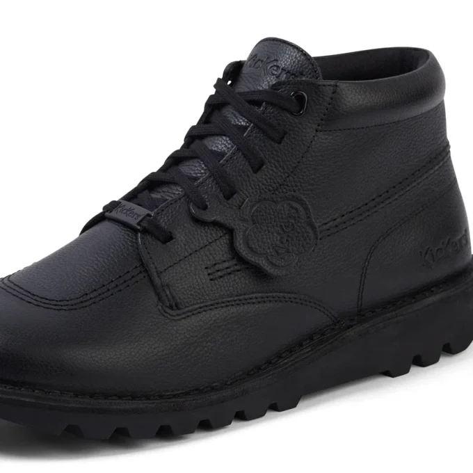 Unisex-Kick-Stiefel für Erwachsene aus Tumbled-Leder, schwarz